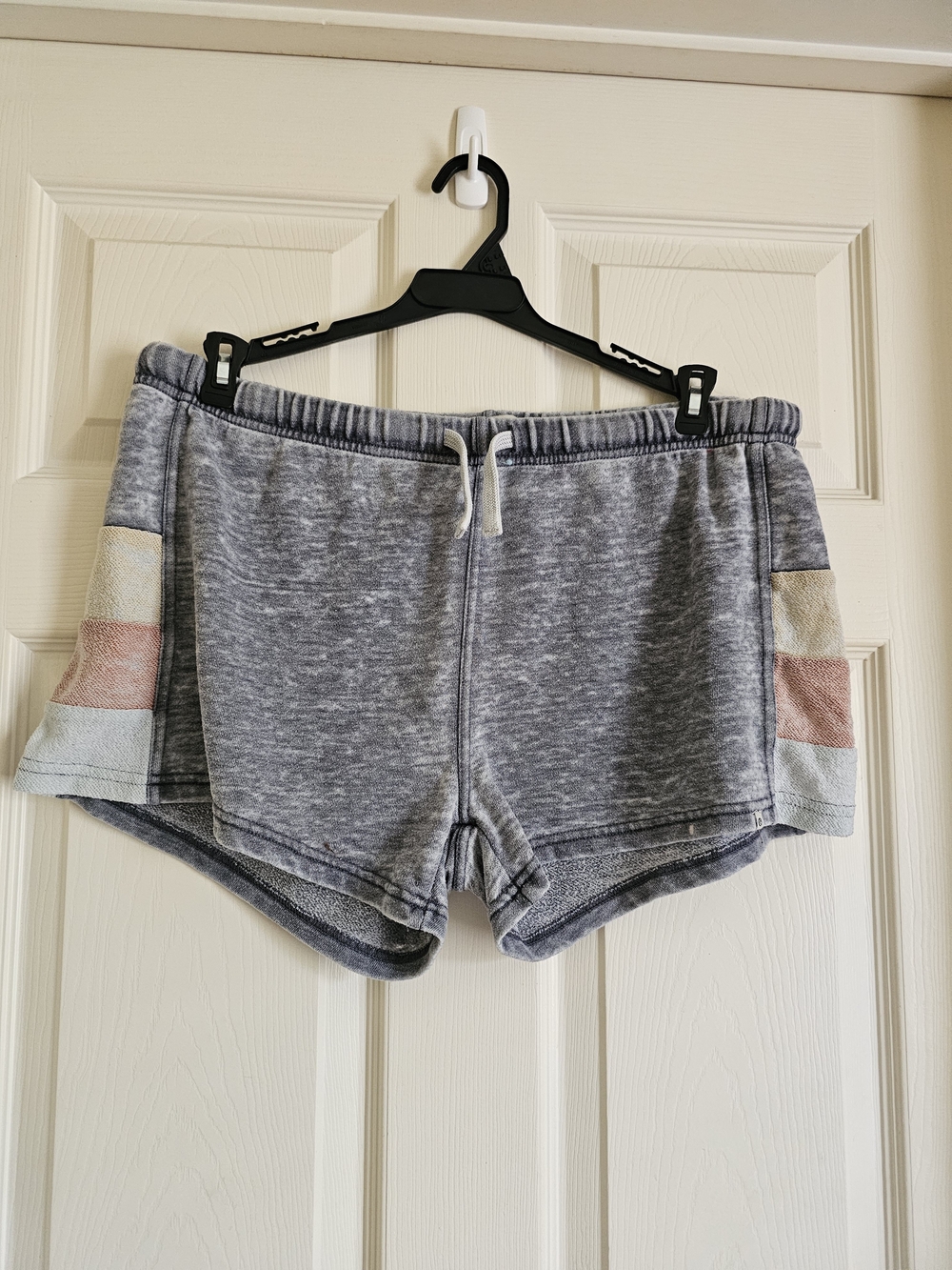 Rip Curl Gray Athletic Drawstring Shorts with Pastel Stripe Panels